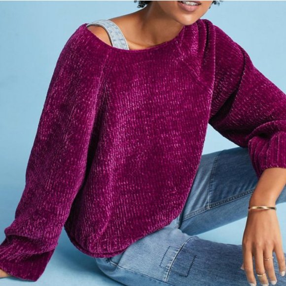 Anthropologie Sweaters - Anthropologie MOTH Magenta Soft Chenille Sweater